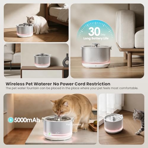 Wireless Stainless Steel Cat Water Fountain