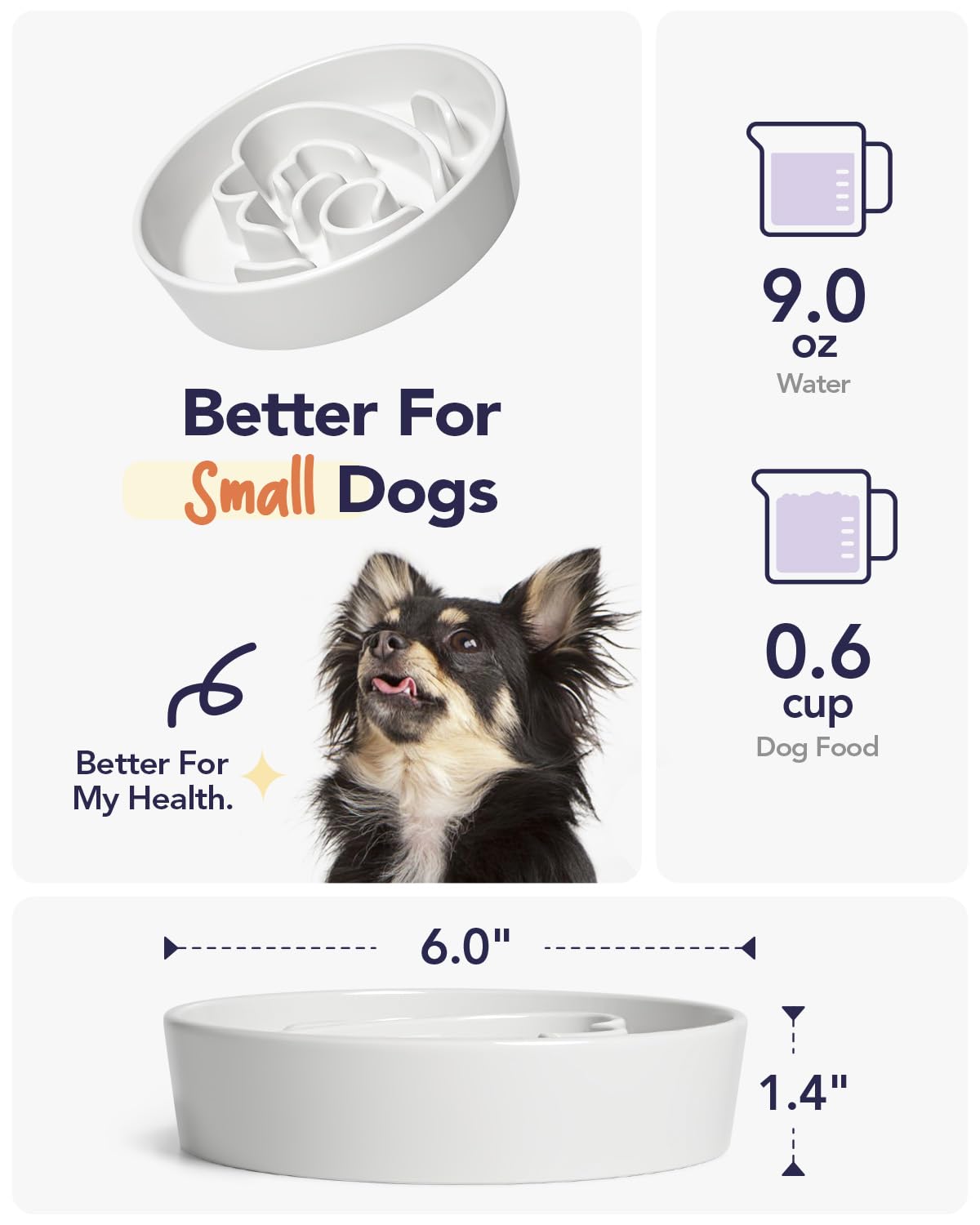LE TAUCI Dog Bowls Slow Feeder Ceramic