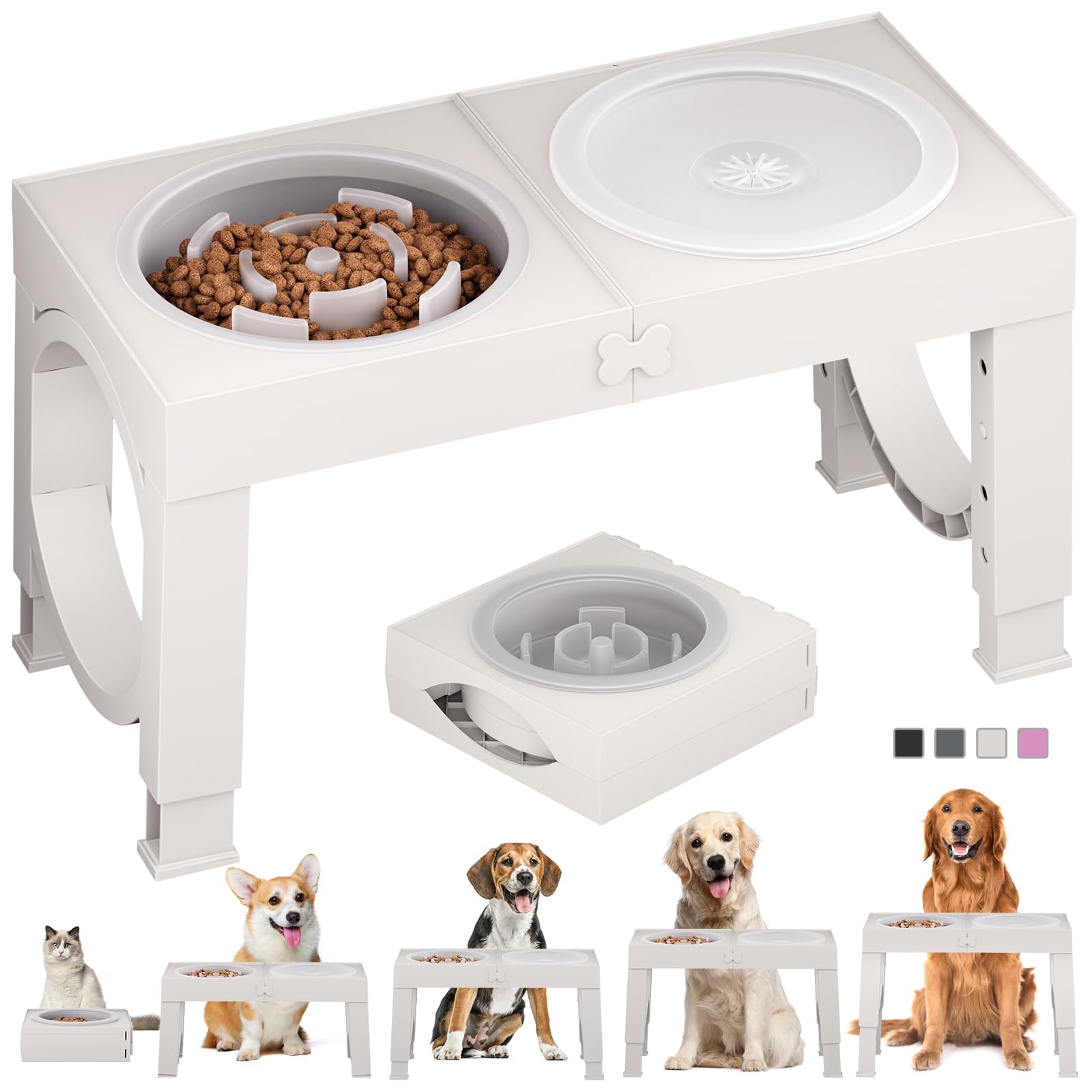 Adjustable Elevated Dog Bowls with Stand