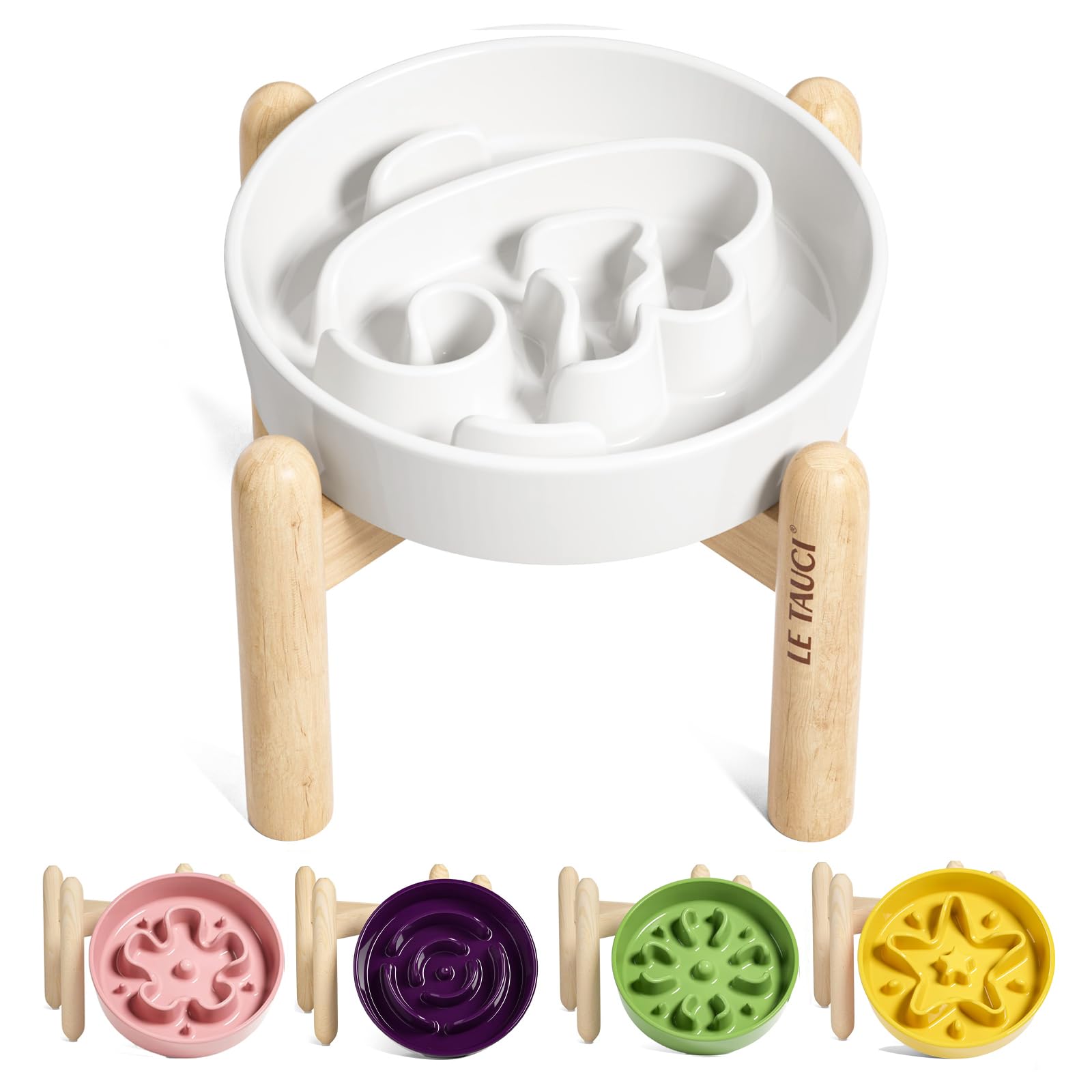 LE TAUCI Dog Bowls Slow Feeder Ceramic