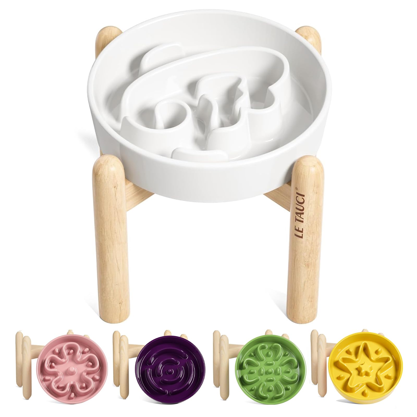 LE TAUCI Dog Bowls Slow Feeder Ceramic