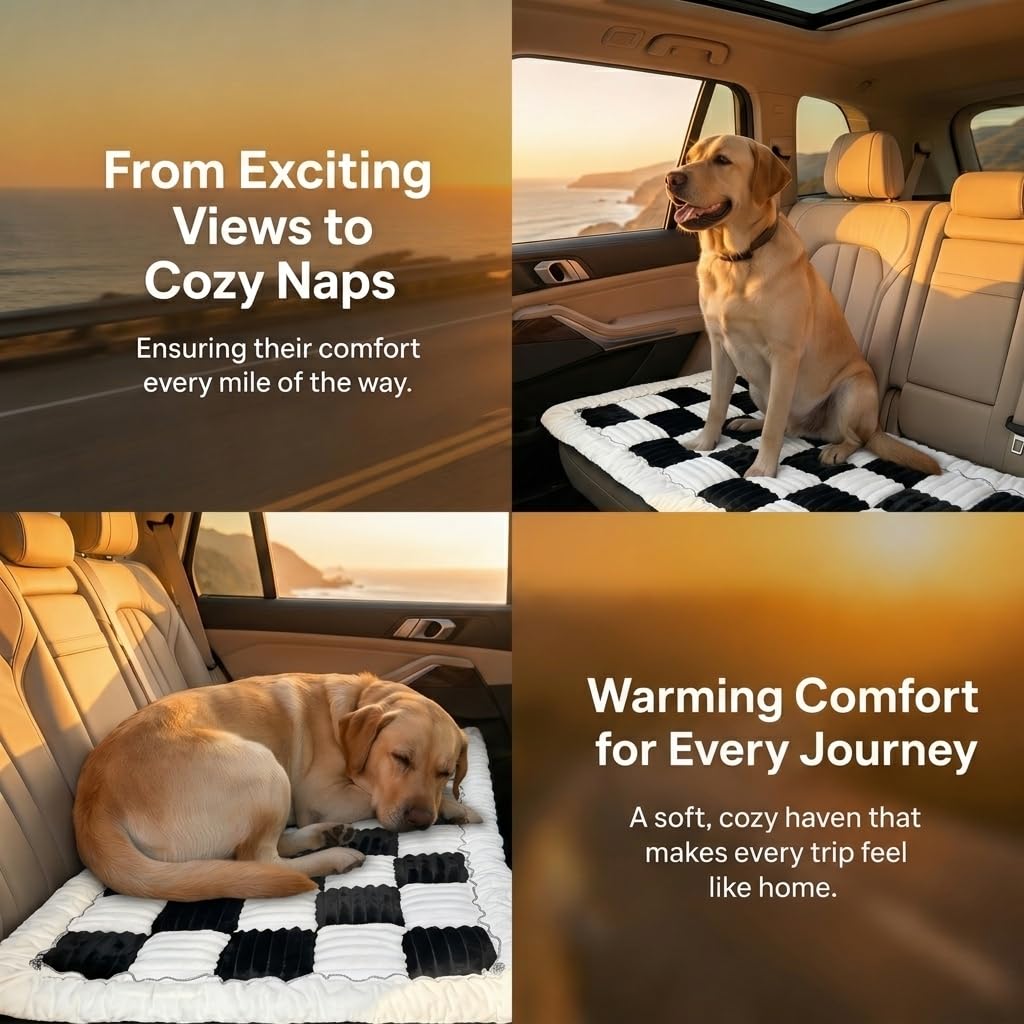 Washable Backseat Dog Bed Mat for Car Travel