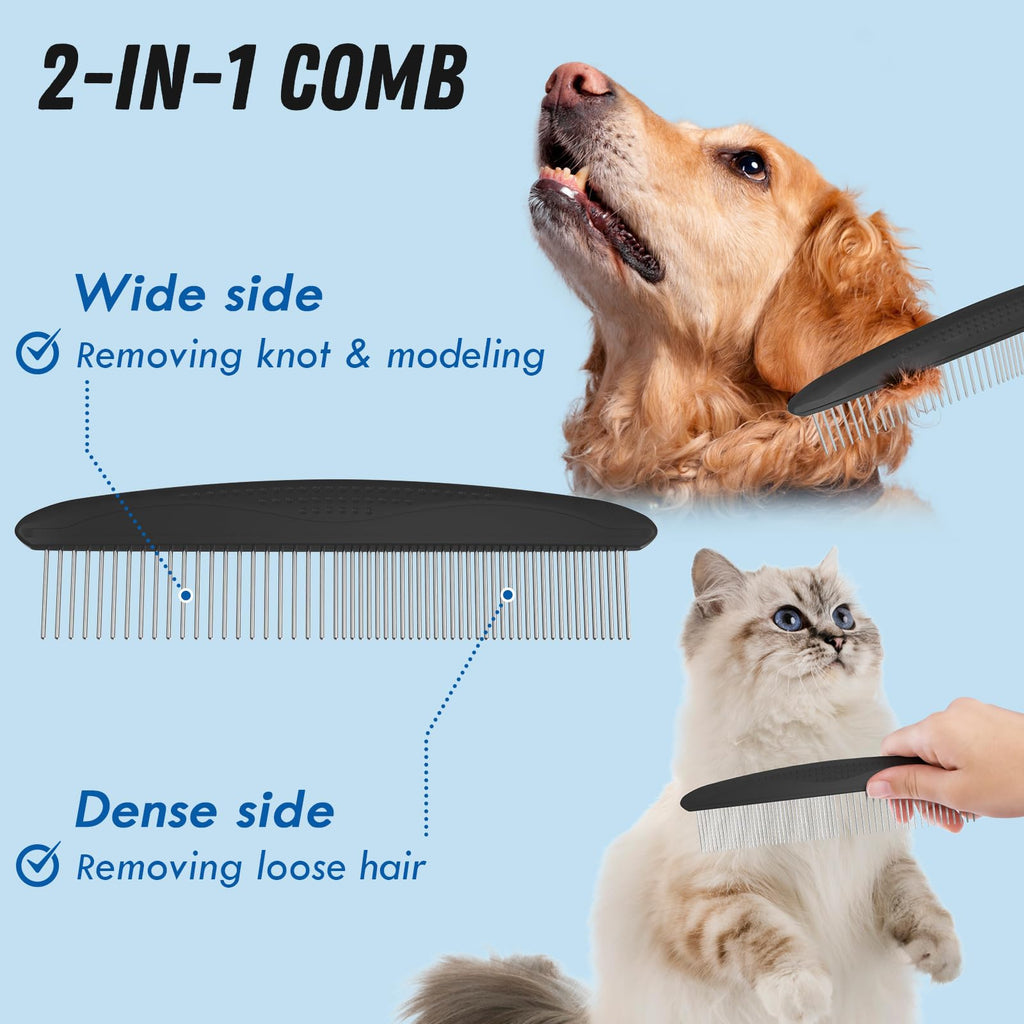 Docrok Pet Grooming Brush and Metal Comb Combo