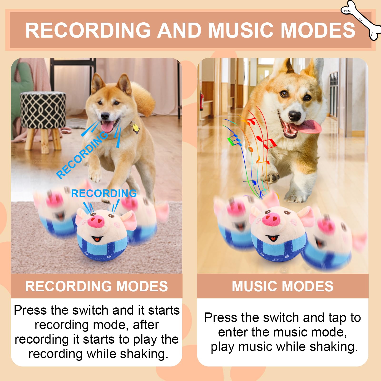 BABORUI Jumping Squeaky Dog Toys
