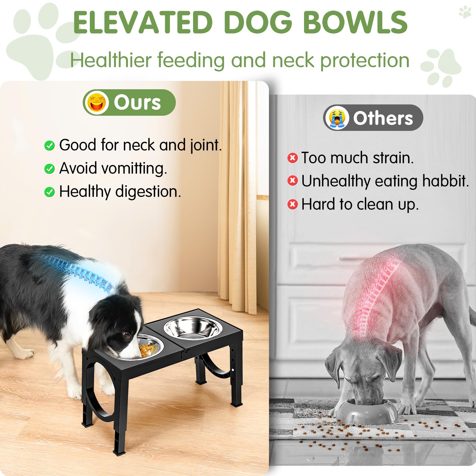 Adjustable Elevated Dog Bowls with Stand