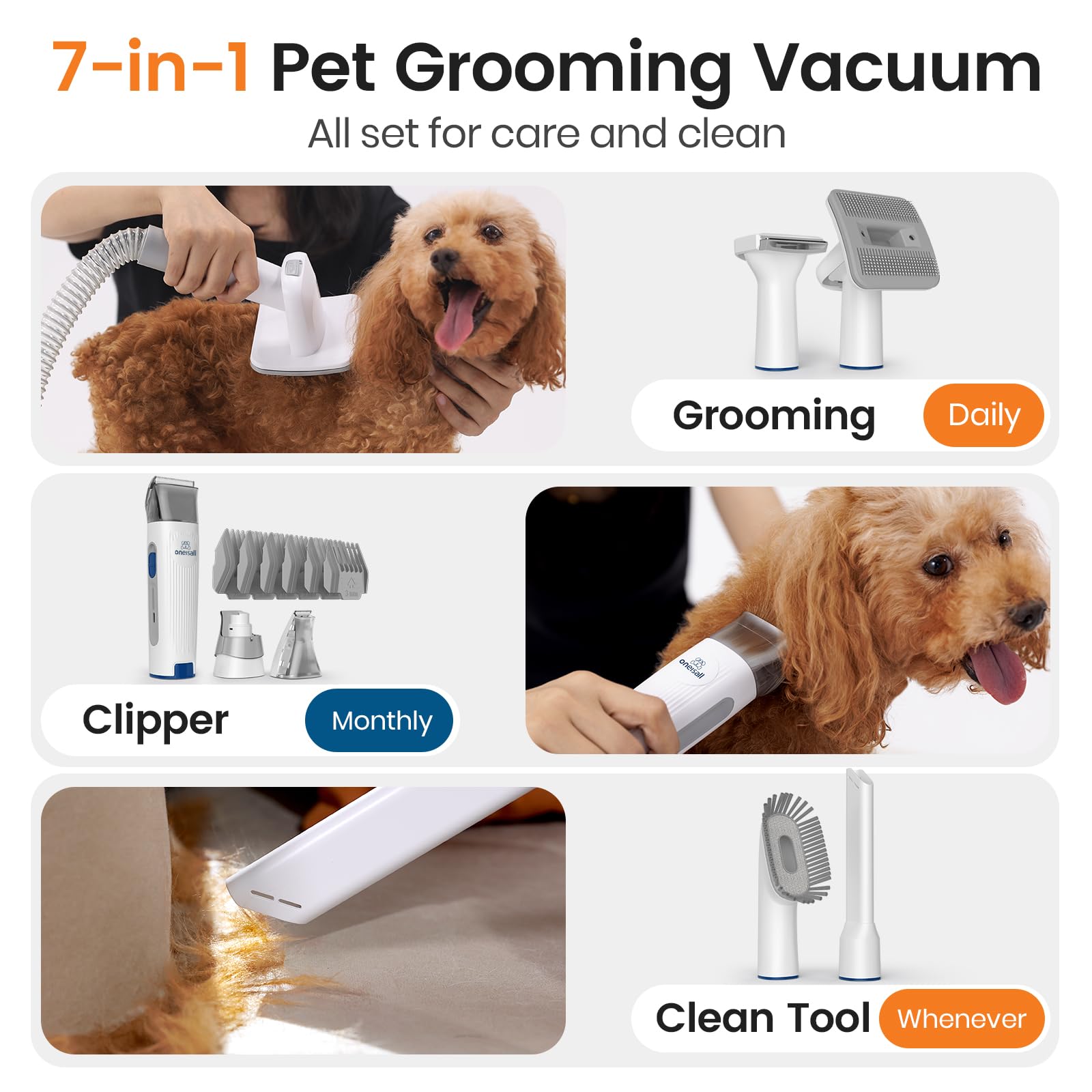 Pet Grooming Vacuum Kit with Clipper Tools