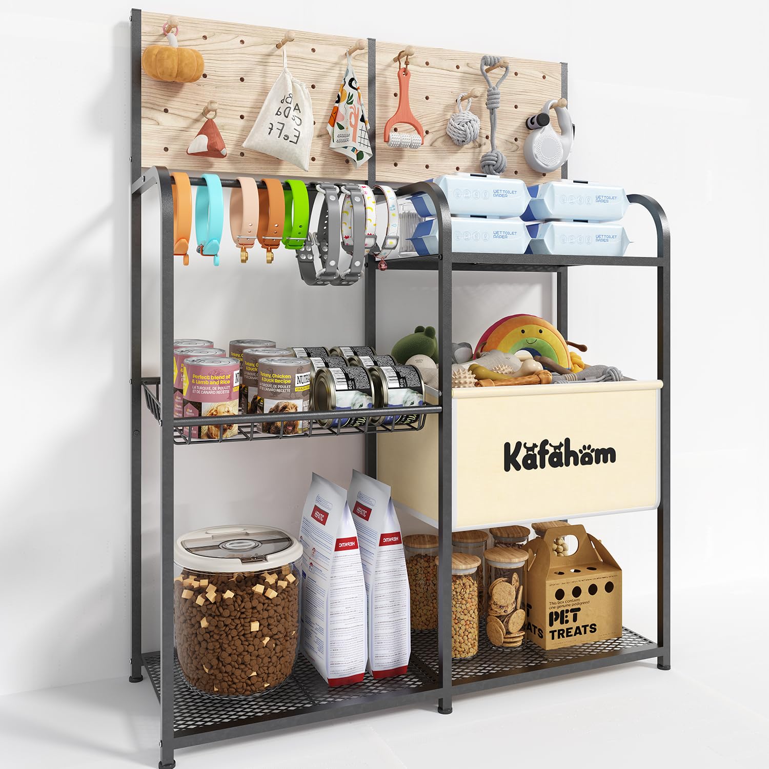Dog Toy Storage Organizer with Feeding Station