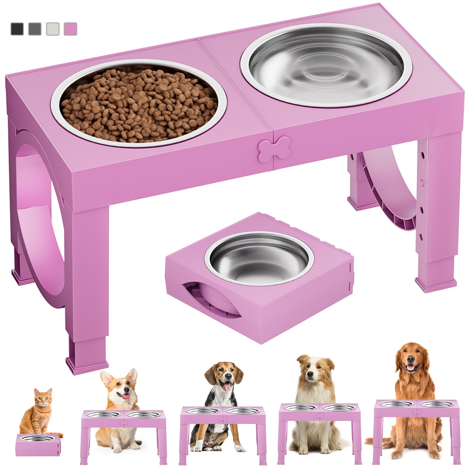 Adjustable Elevated Dog Bowls with Stand