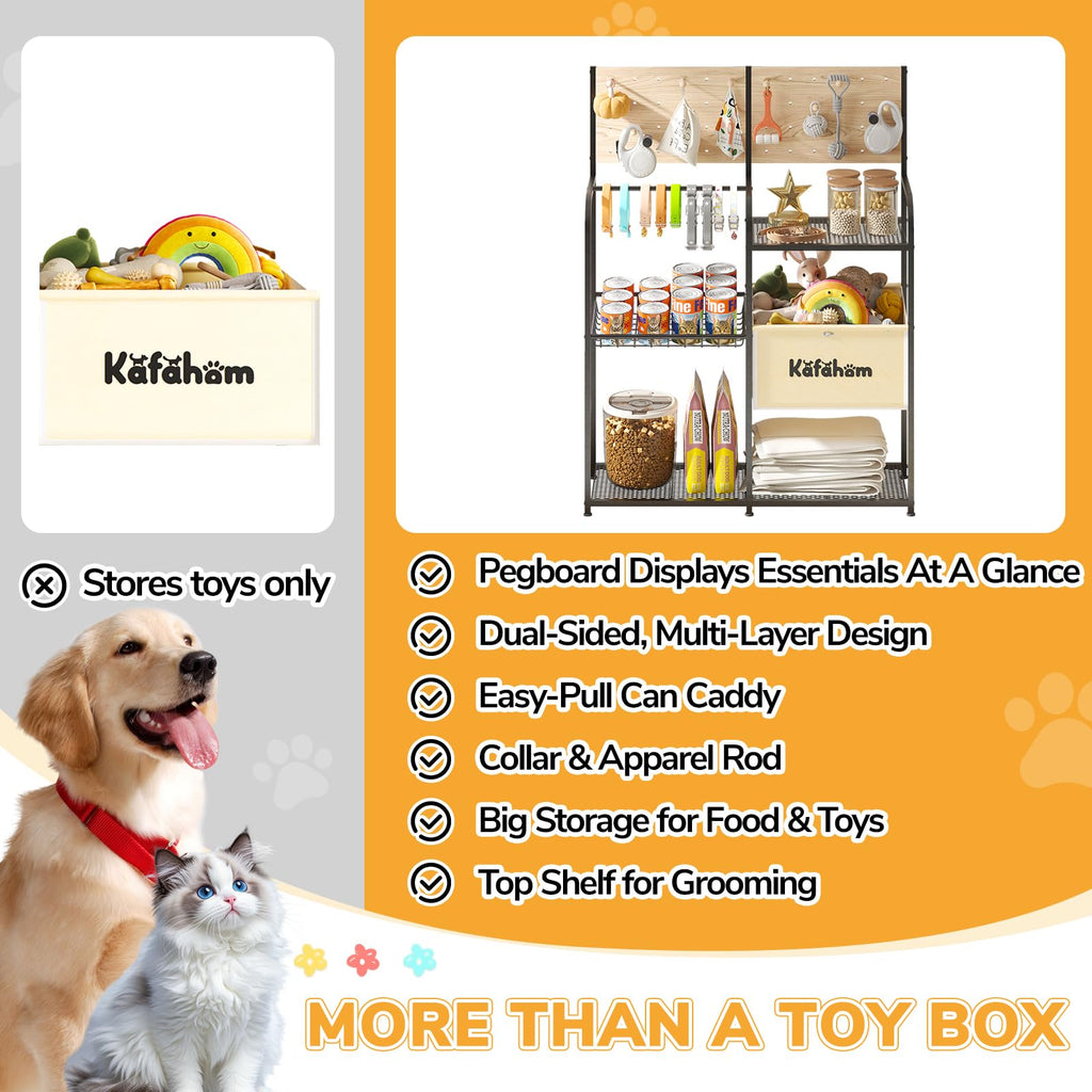 Dog Toy Storage Organizer with Feeding Station