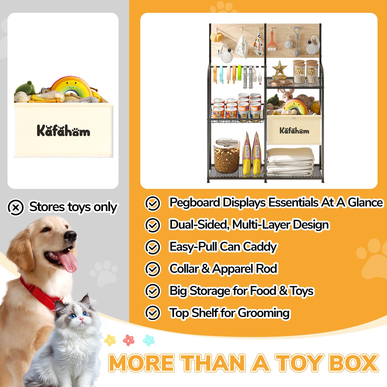 Dog Toy Storage Organizer with Feeding Station