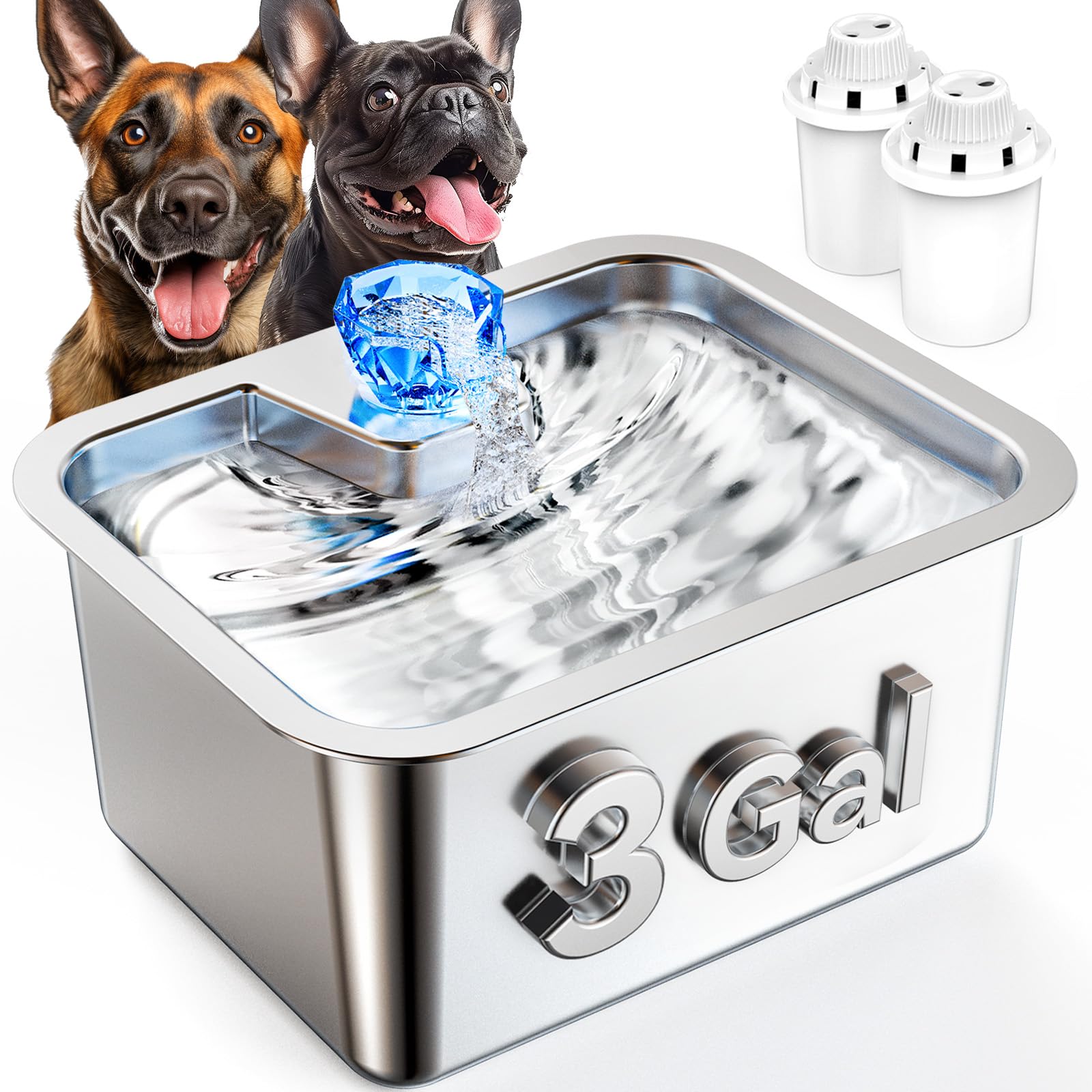 Large Stainless Steel Dog Water Fountain