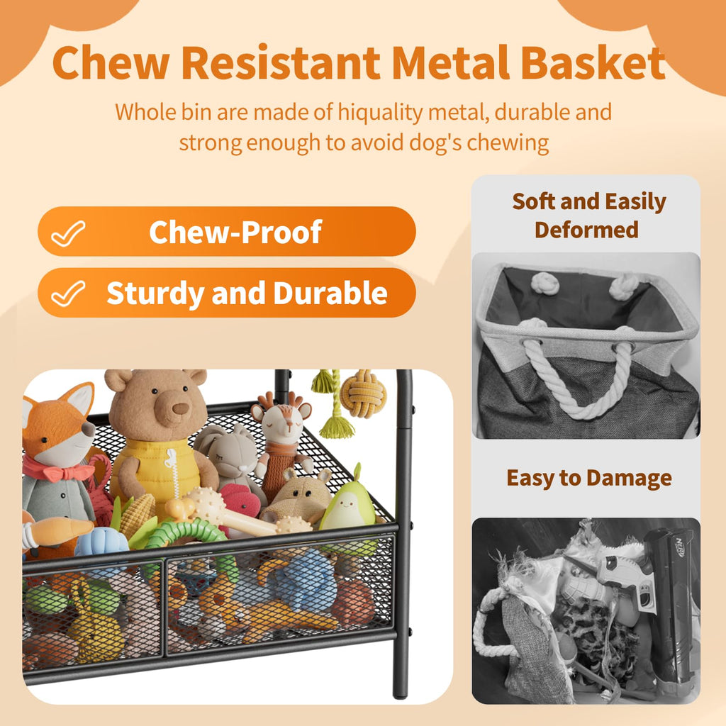 Metal Dog Toy Storage Bin for Pet Supplies