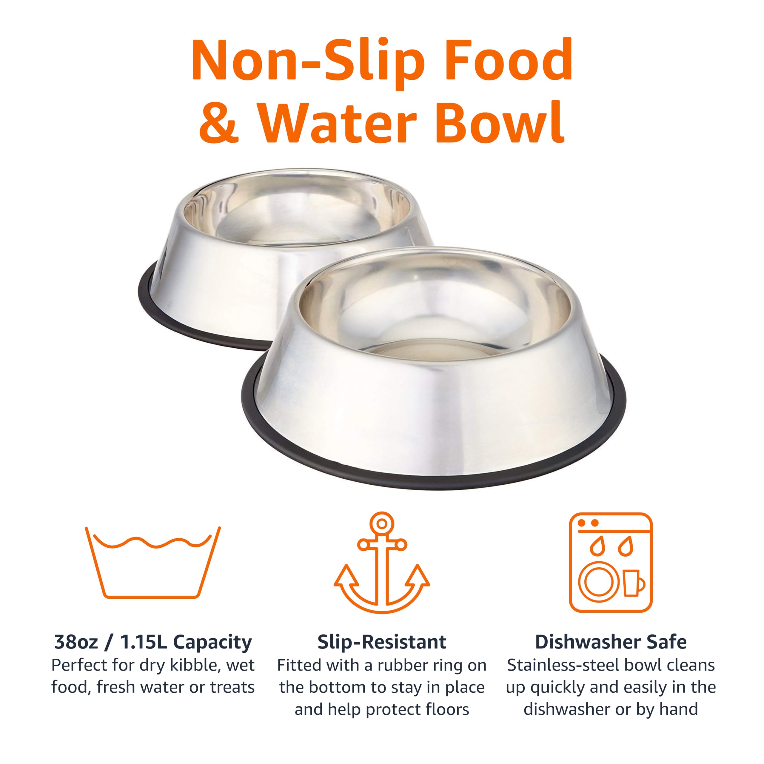 Non-Skid Stainless Steel Pet Feeding Bowl