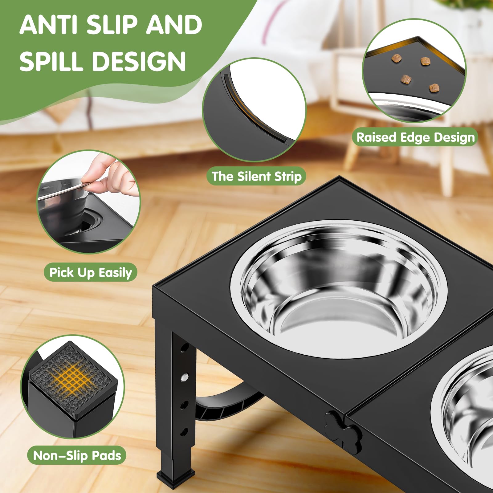 Adjustable Elevated Dog Bowls with Stand