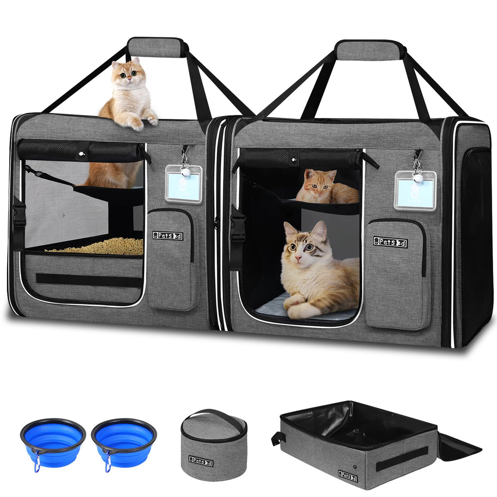 Petskd 2 in 1 Double Cat Carrier with Litter Box