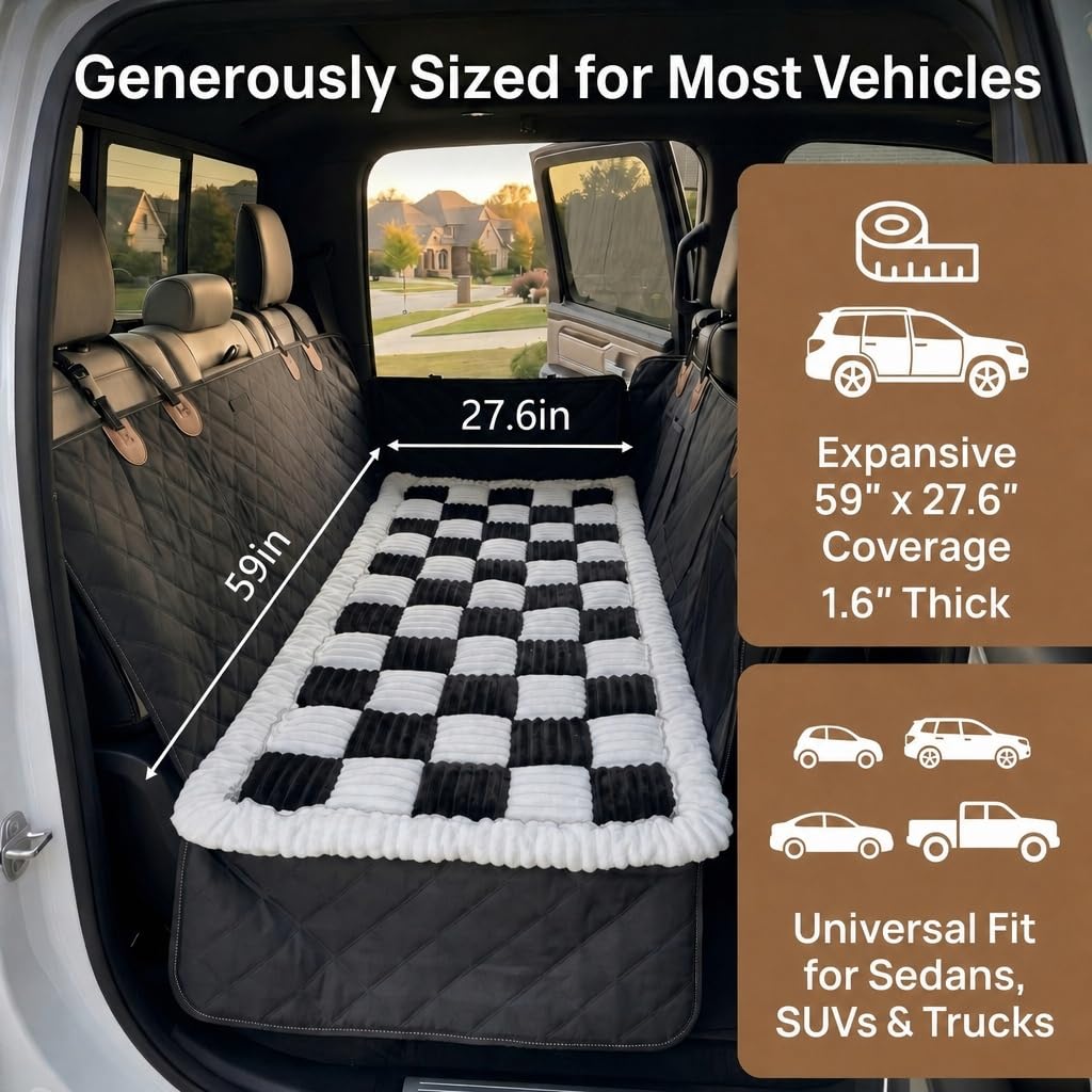 Washable Backseat Dog Bed Mat for Car Travel