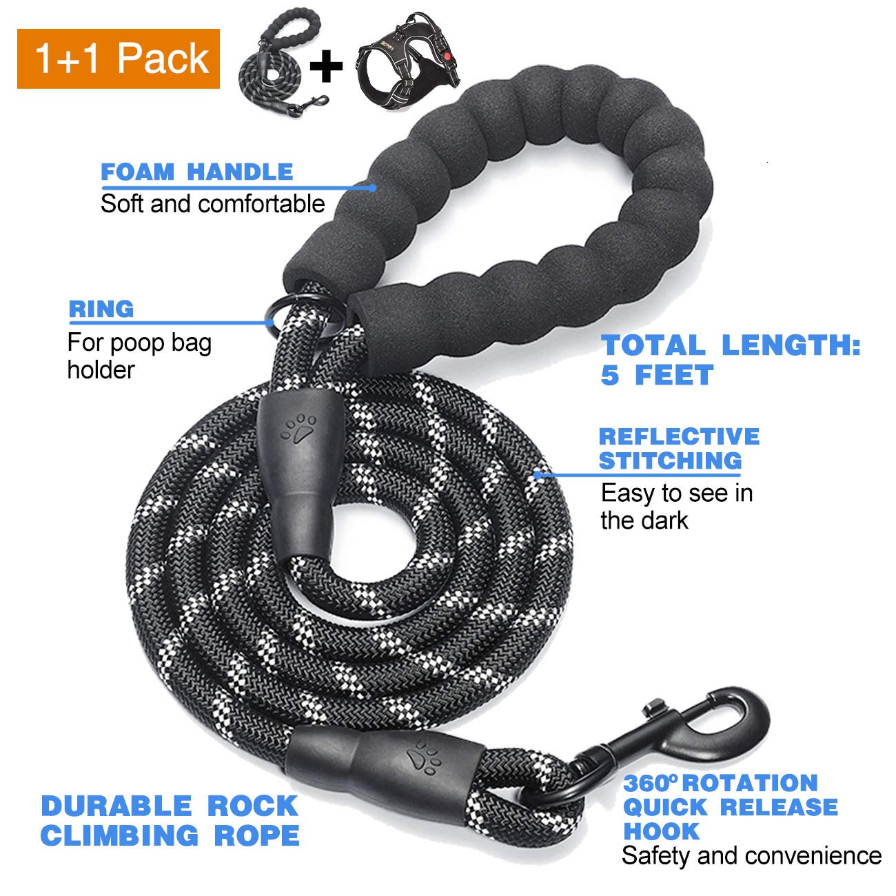 Reflective No Pull Dog Harness with Leash