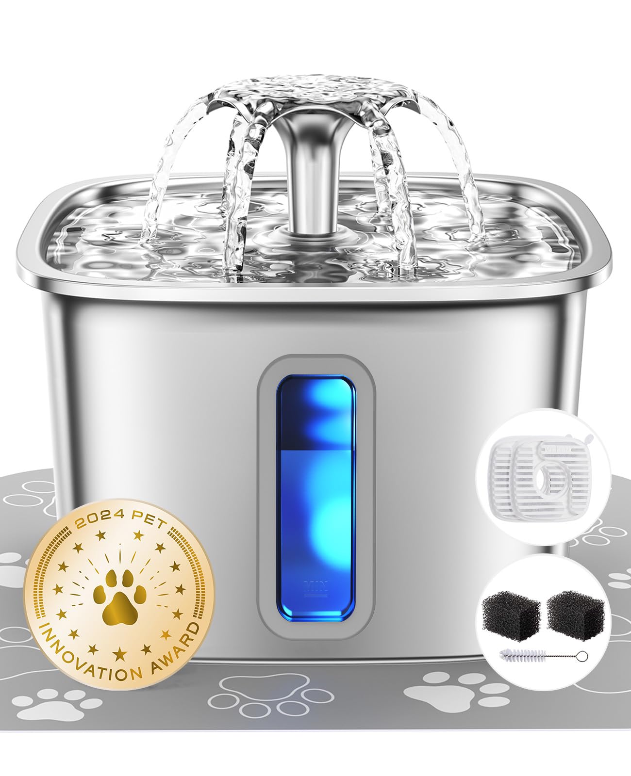 Stainless Steel Pet Water Fountain with Filters