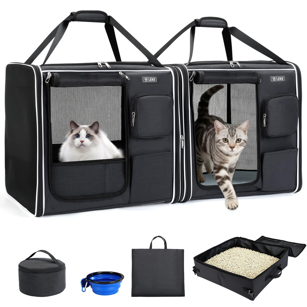 2-in-1 Large Cat Travel Carrier with Litter Box