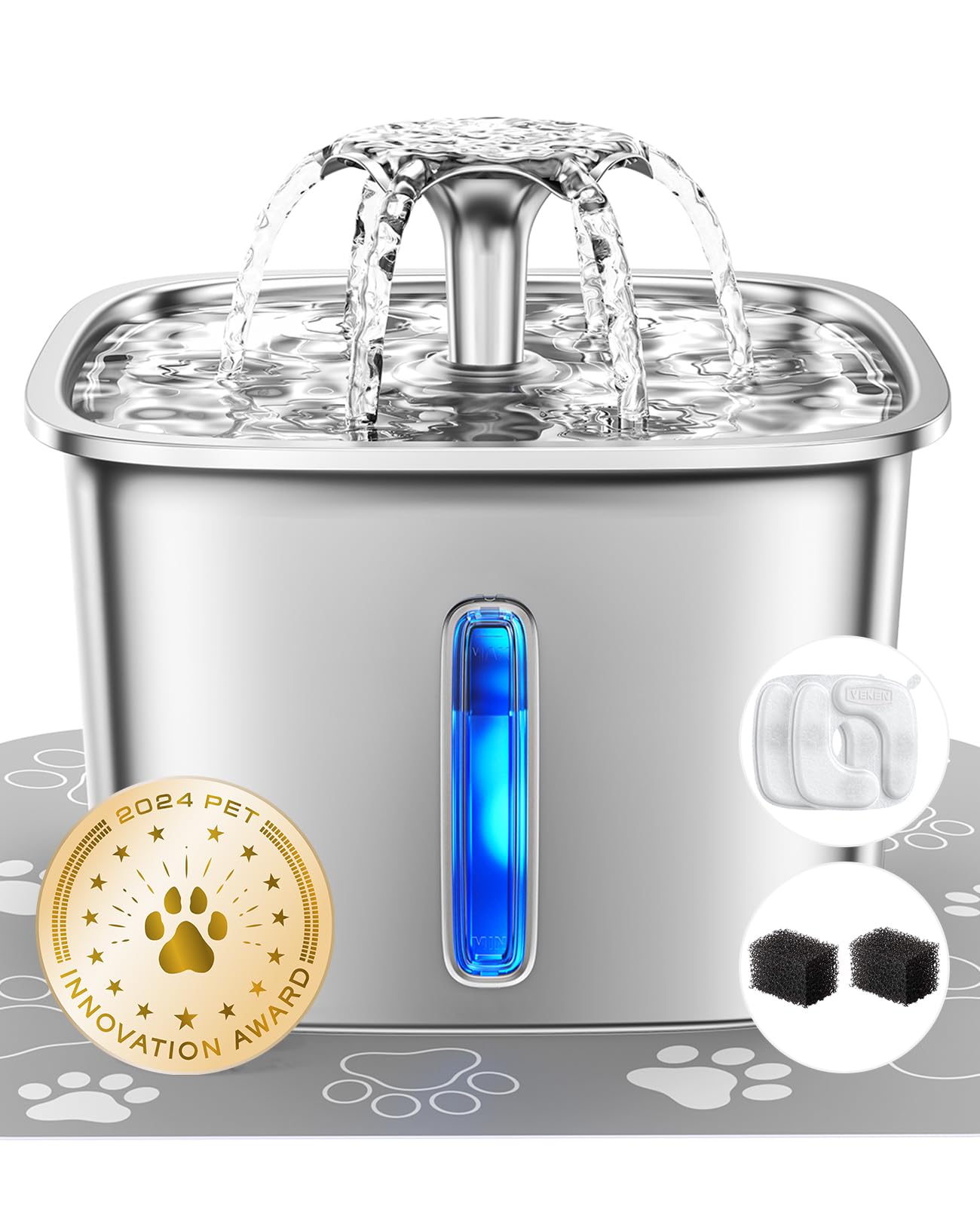 Stainless Steel Pet Water Fountain with Filters