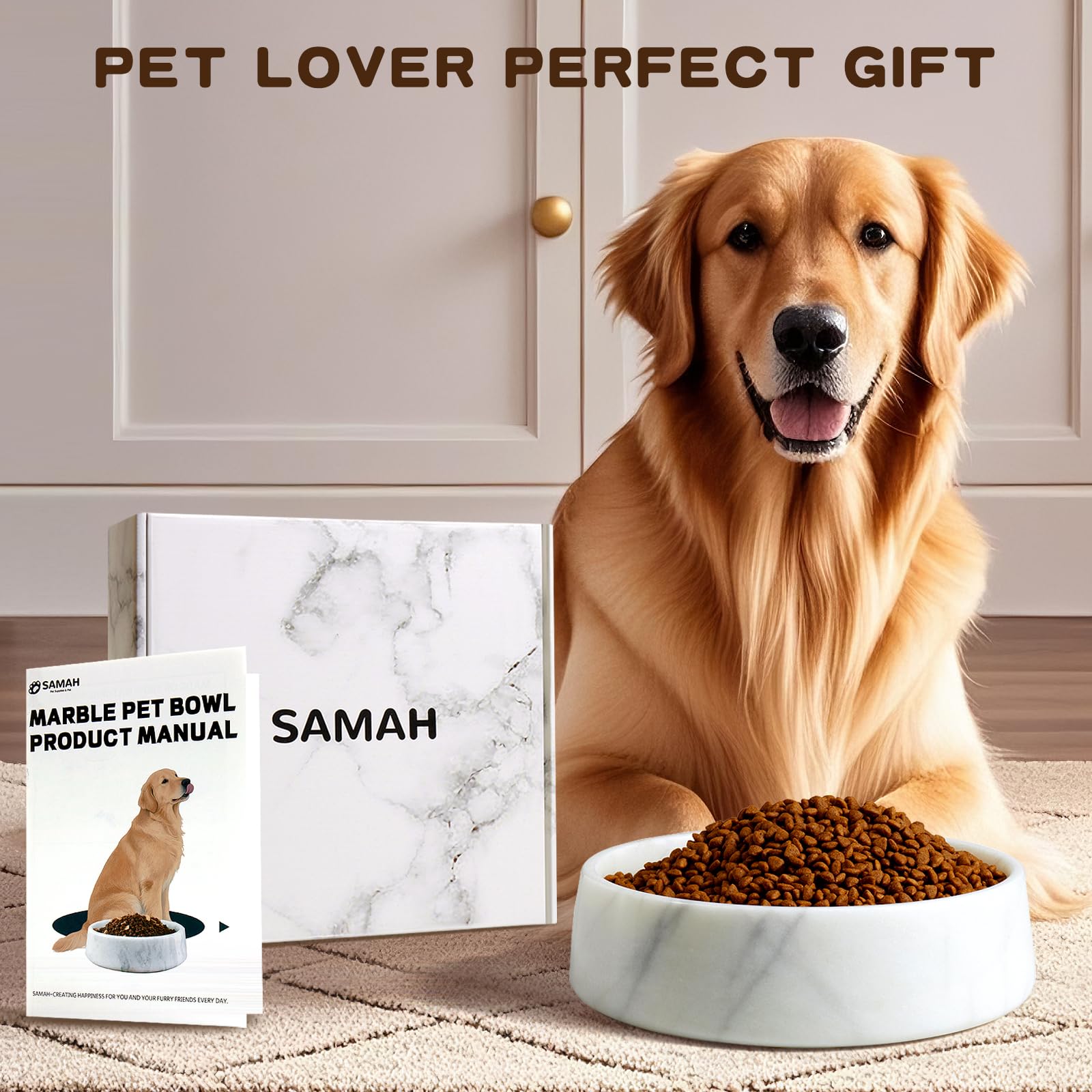 SAMAH Marble Dog Bowl