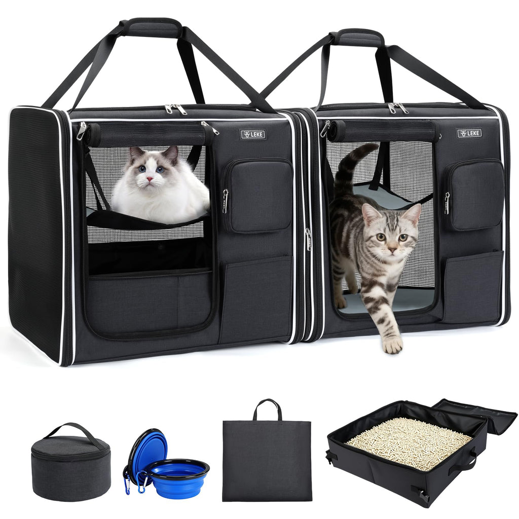 2-in-1 Large Cat Travel Carrier with Litter Box
