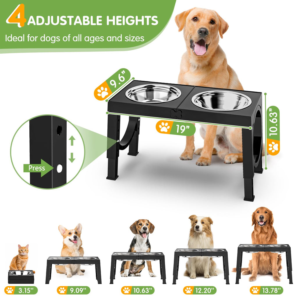 Adjustable Elevated Dog Bowls with Stand