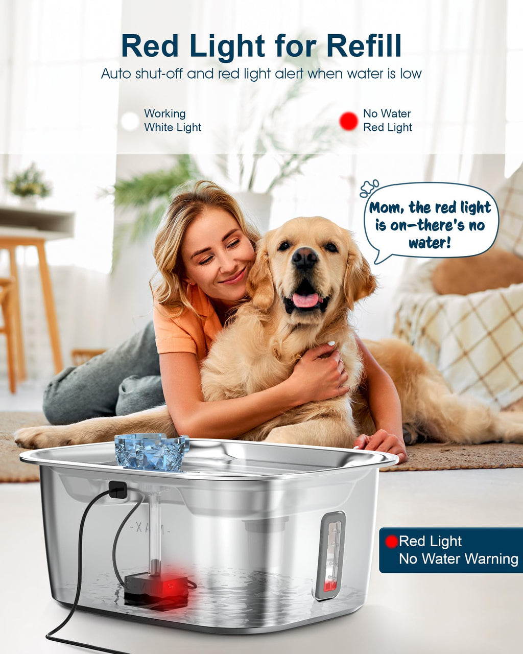 Large Stainless Steel Dog Water Fountain