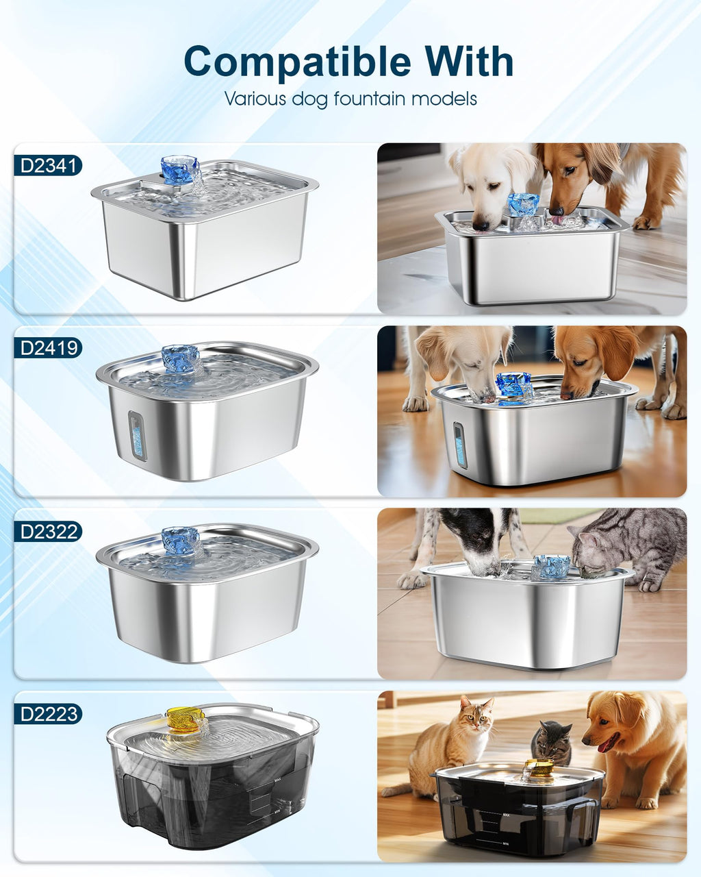 Large Stainless Steel Dog Water Fountain