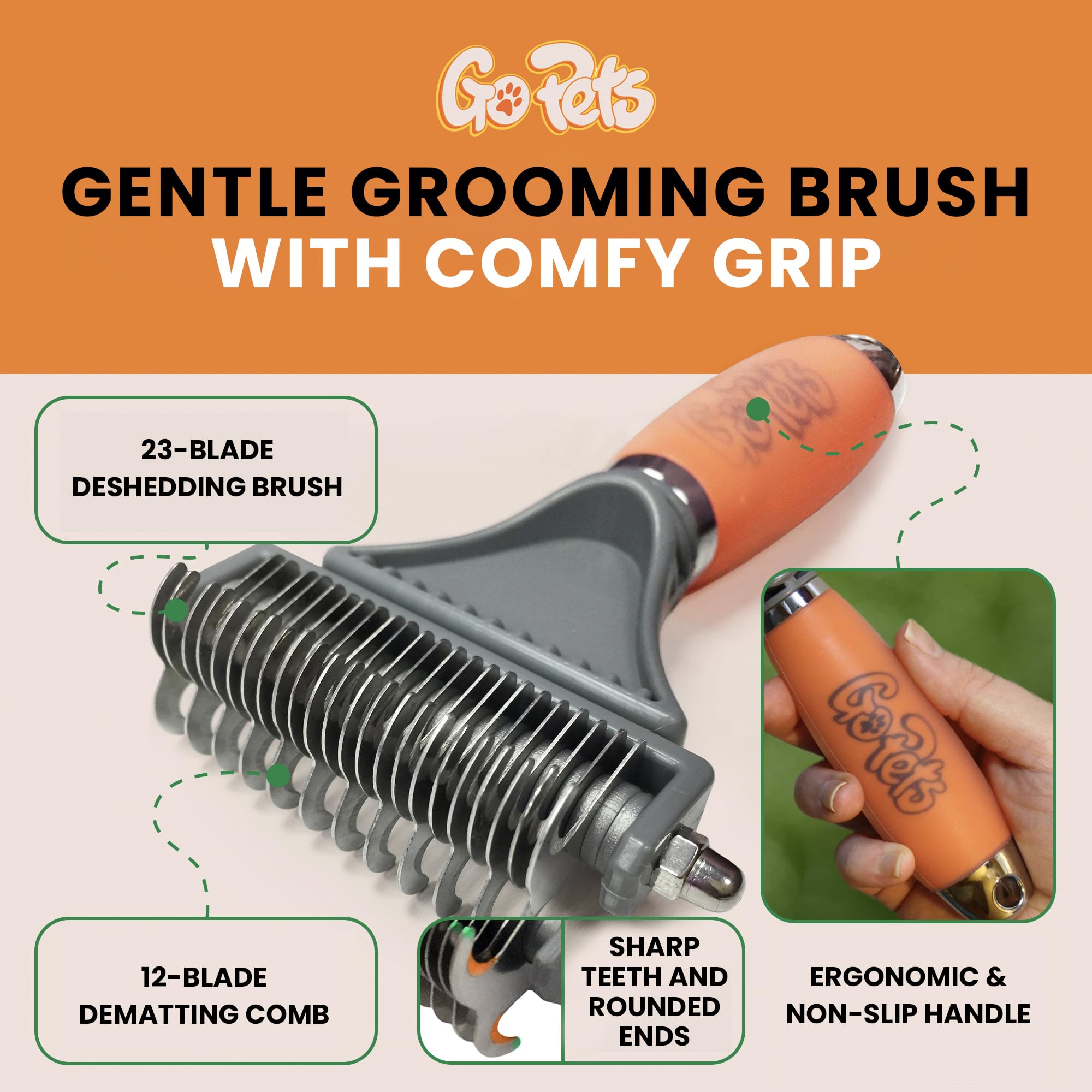 2-Sided Deshedding and Dematting Pet Comb