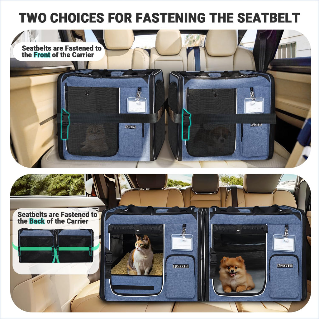 Petskd 2 in 1 Double Cat Carrier with Litter Box