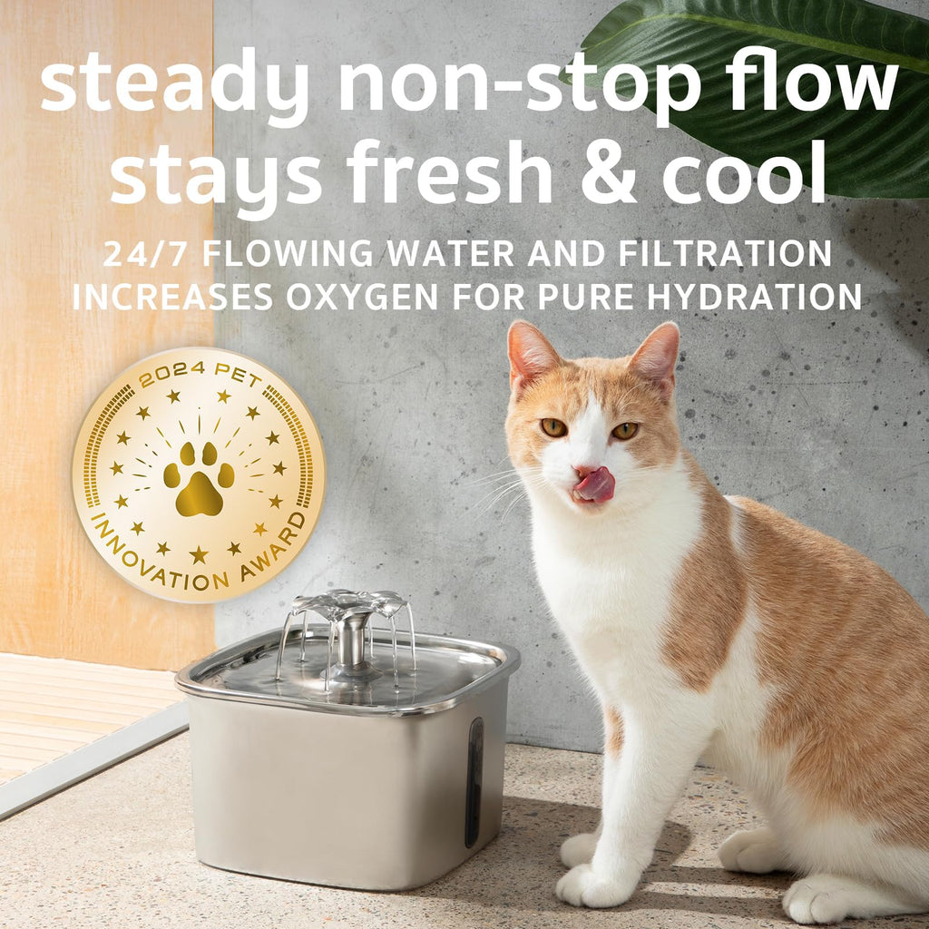 Stainless Steel Pet Water Fountain with Filters