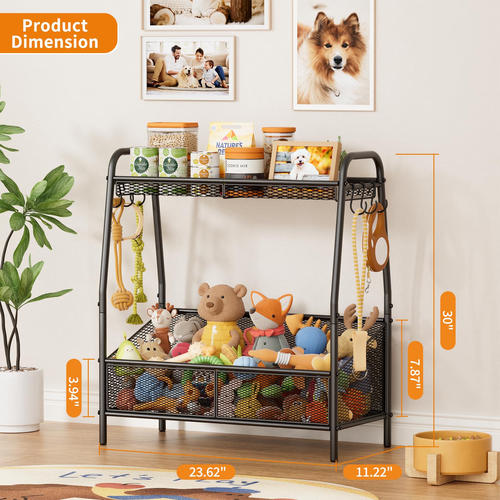 Metal Dog Toy Storage Bin for Pet Supplies