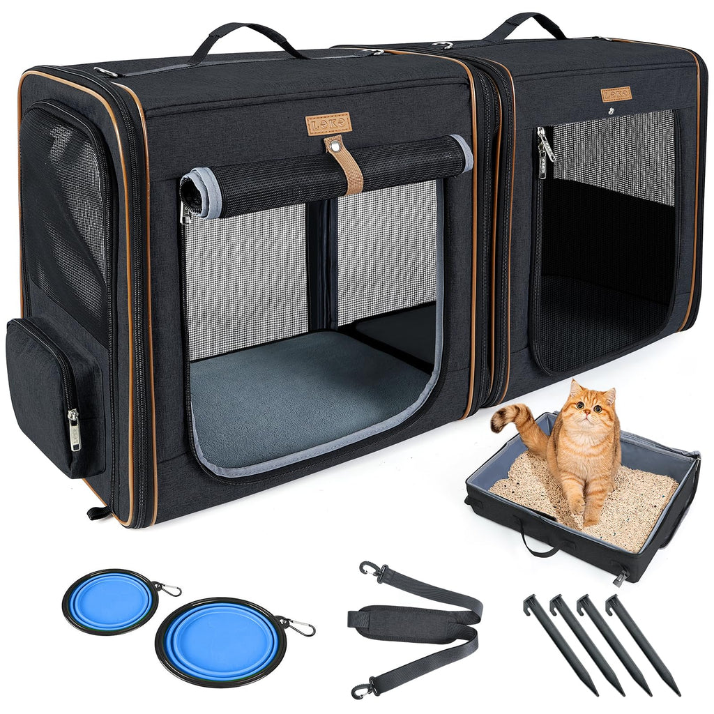 2-in-1 Large Cat Travel Carrier with Litter Box