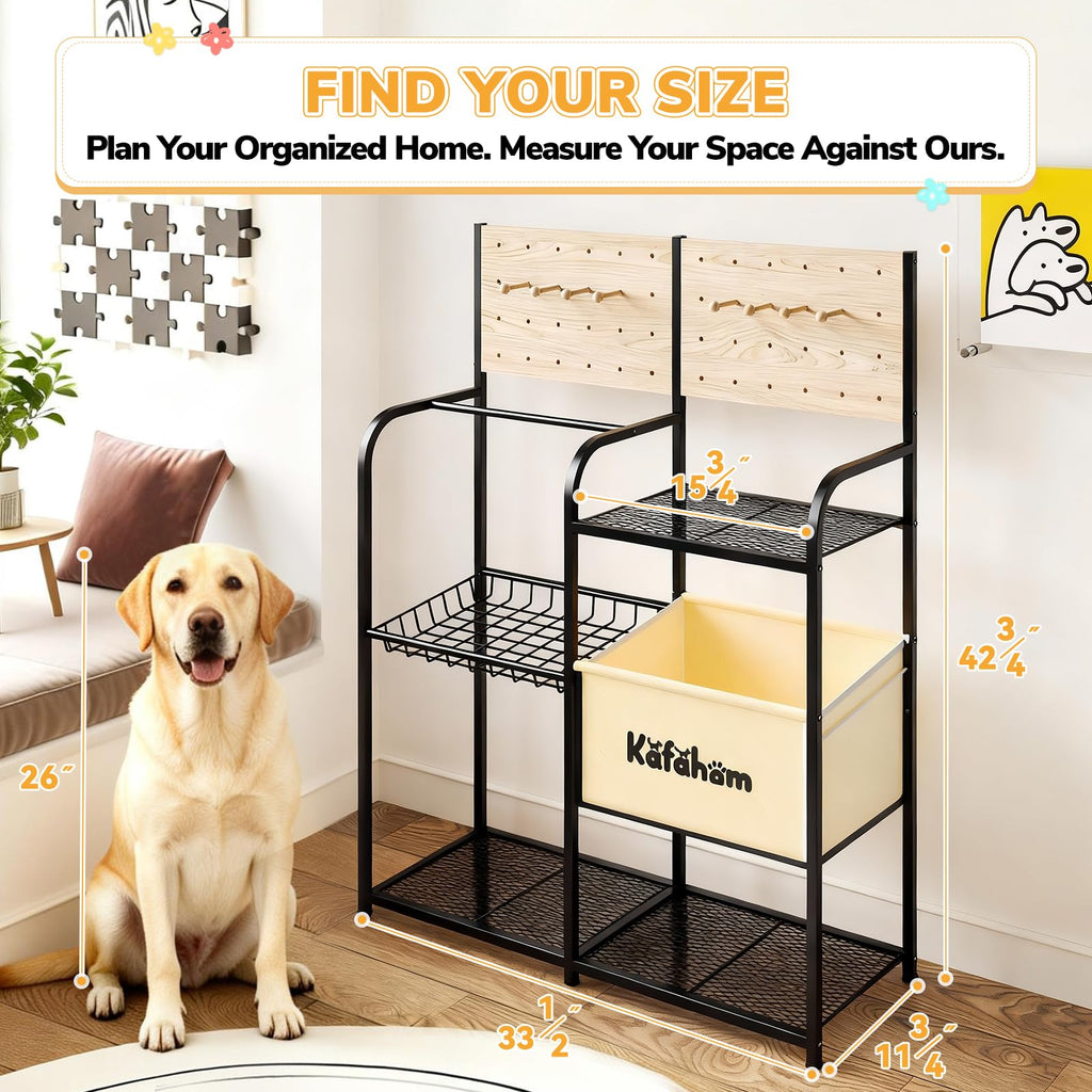 Dog Toy Storage Organizer with Feeding Station