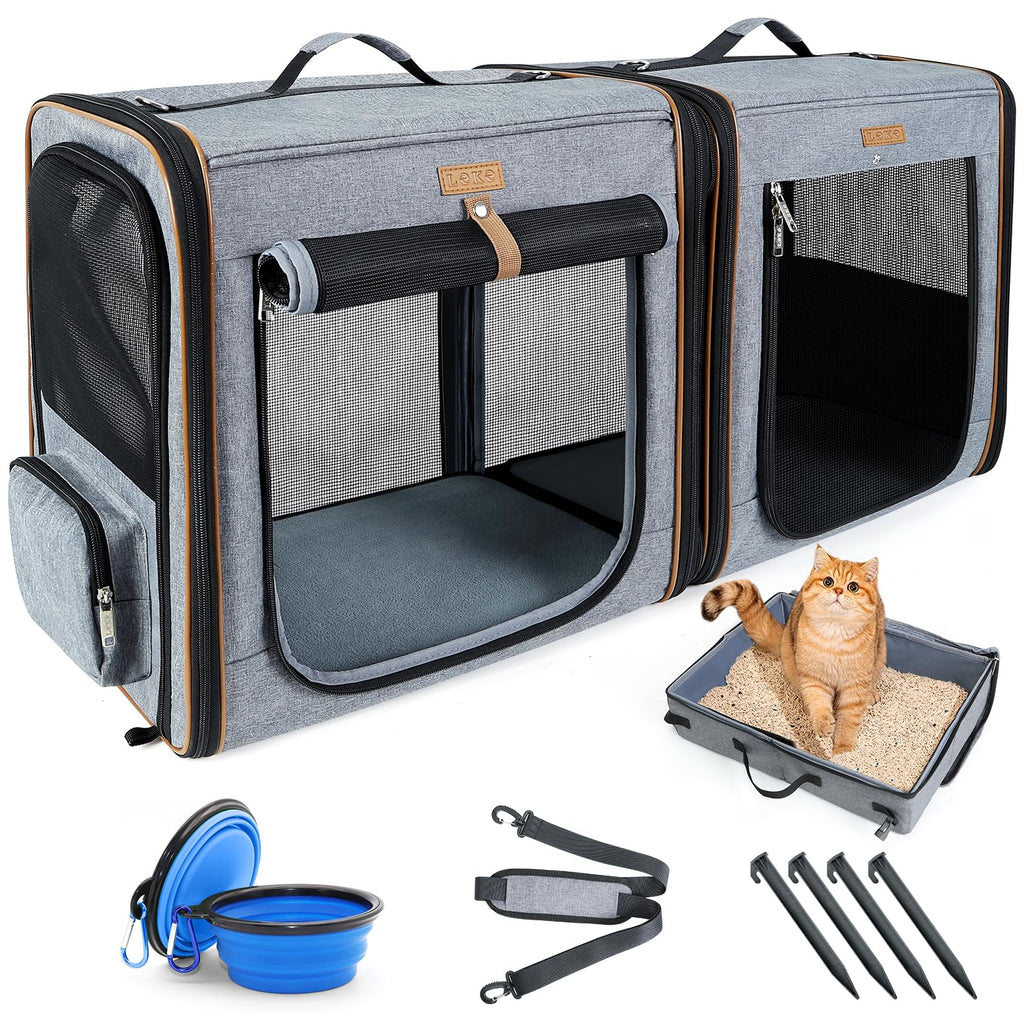 2-in-1 Large Cat Travel Carrier with Litter Box