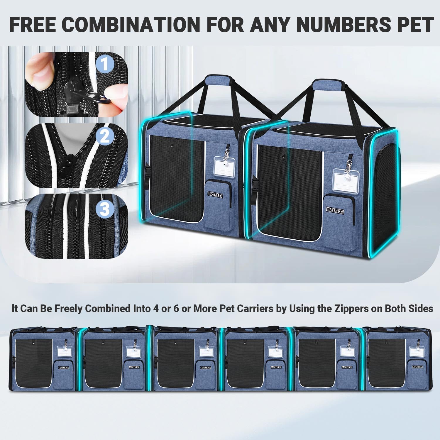 Petskd 2 in 1 Double Cat Carrier with Litter Box