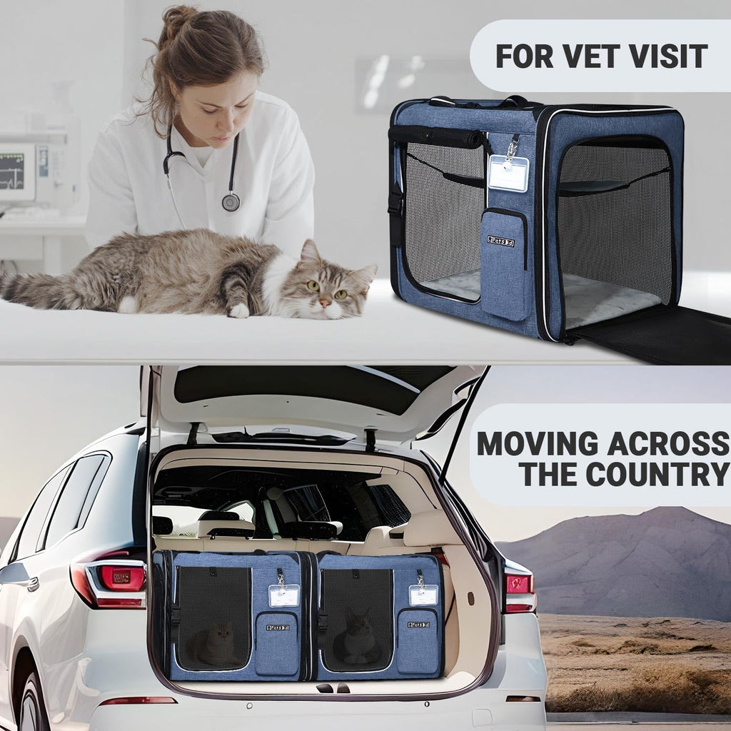Petskd 2 in 1 Double Cat Carrier with Litter Box