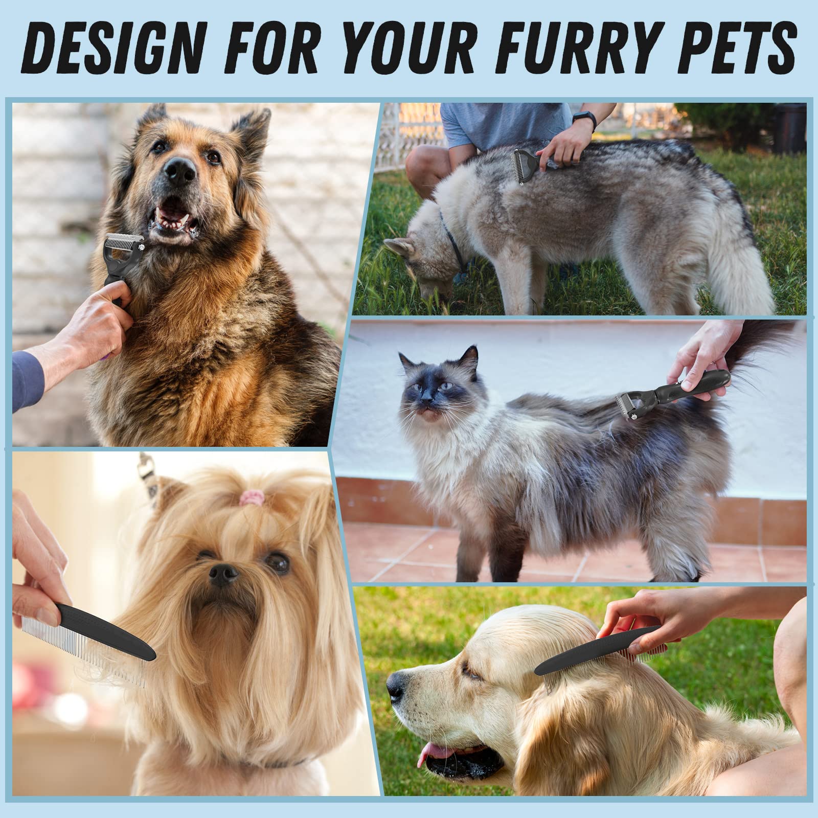 Docrok Pet Grooming Brush and Metal Comb Combo