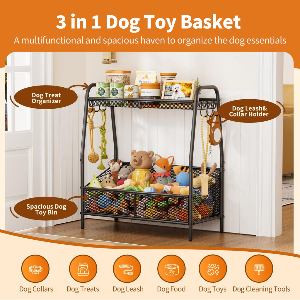 Metal Dog Toy Storage Bin for Pet Supplies