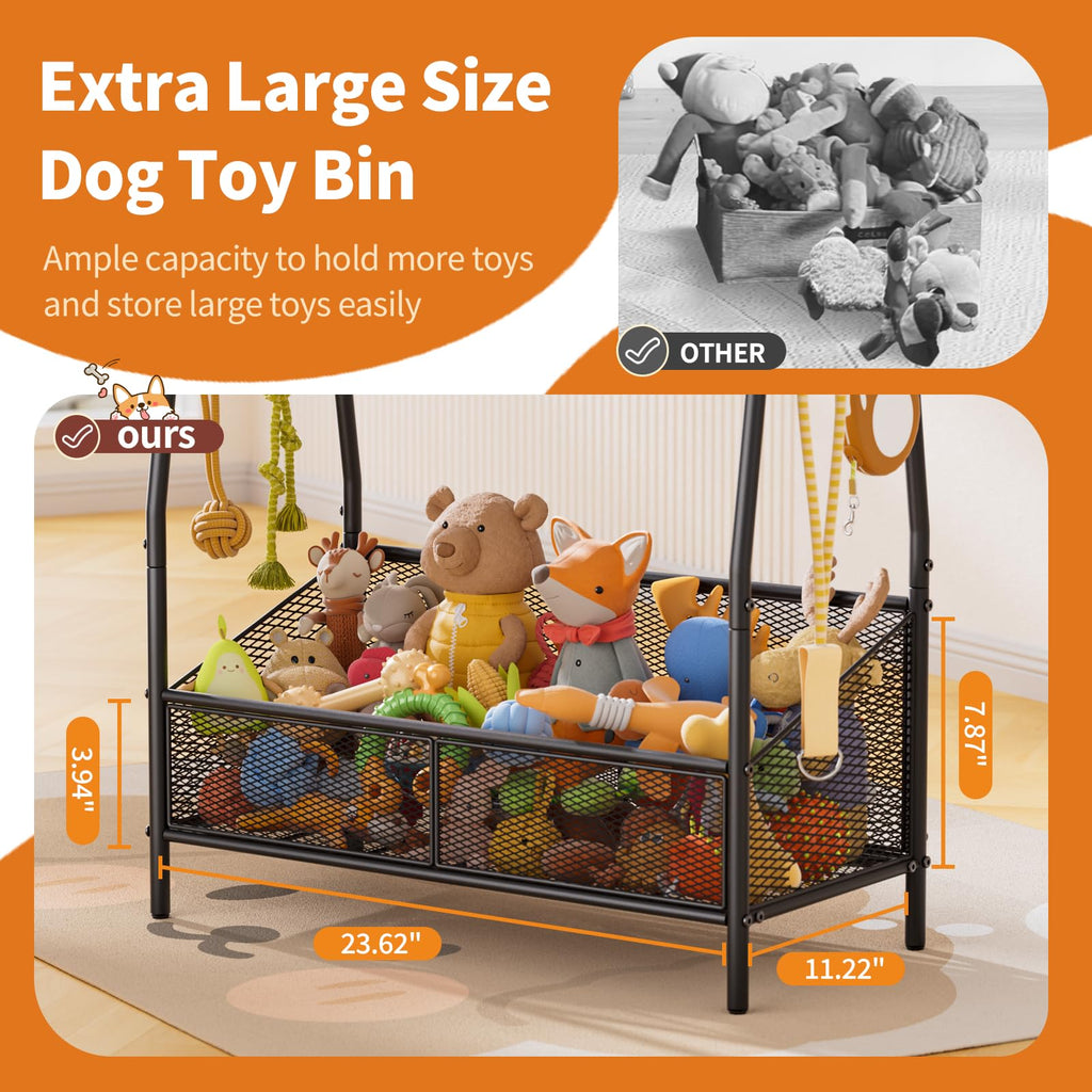 Metal Dog Toy Storage Bin for Pet Supplies