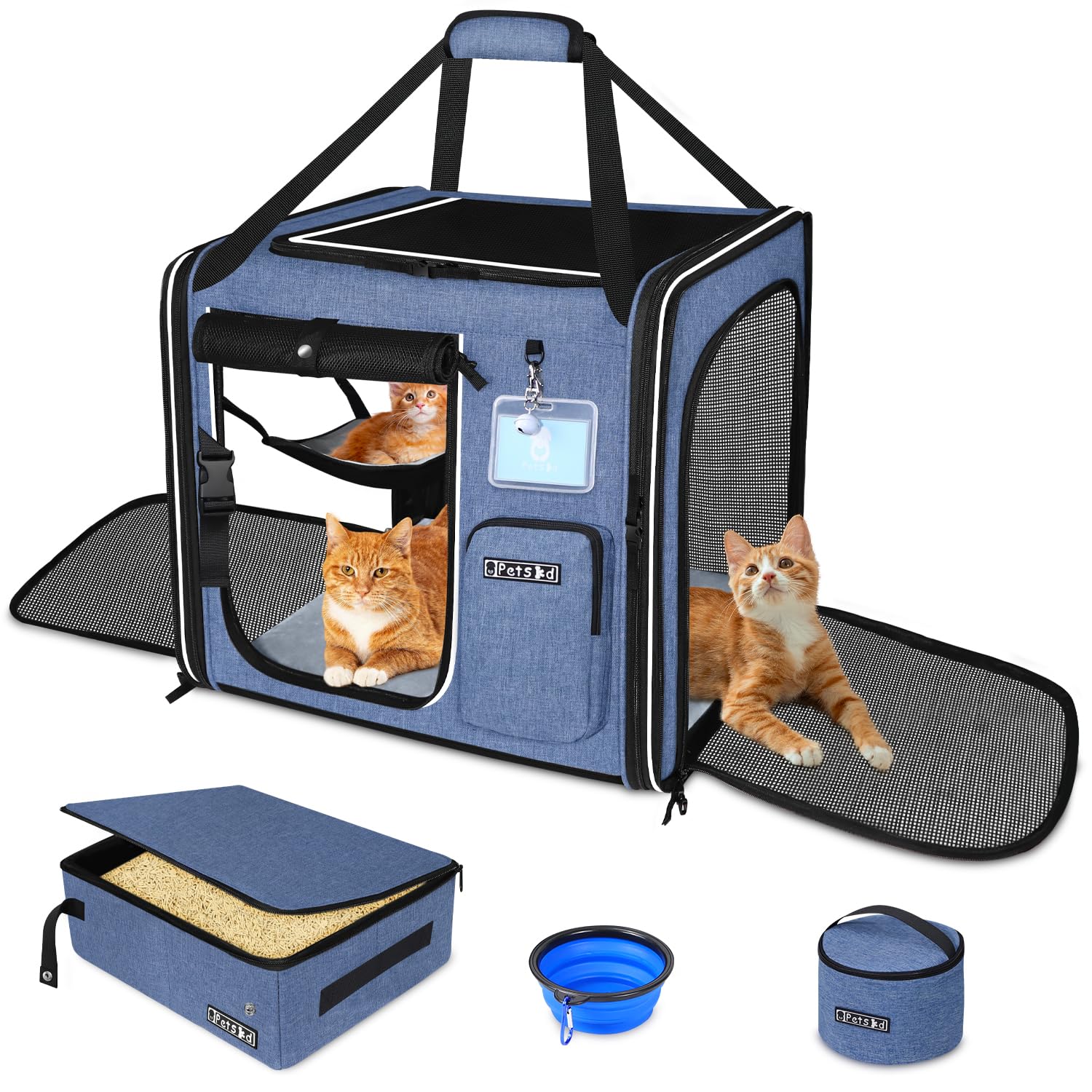 Petskd 2 in 1 Double Cat Carrier with Litter Box